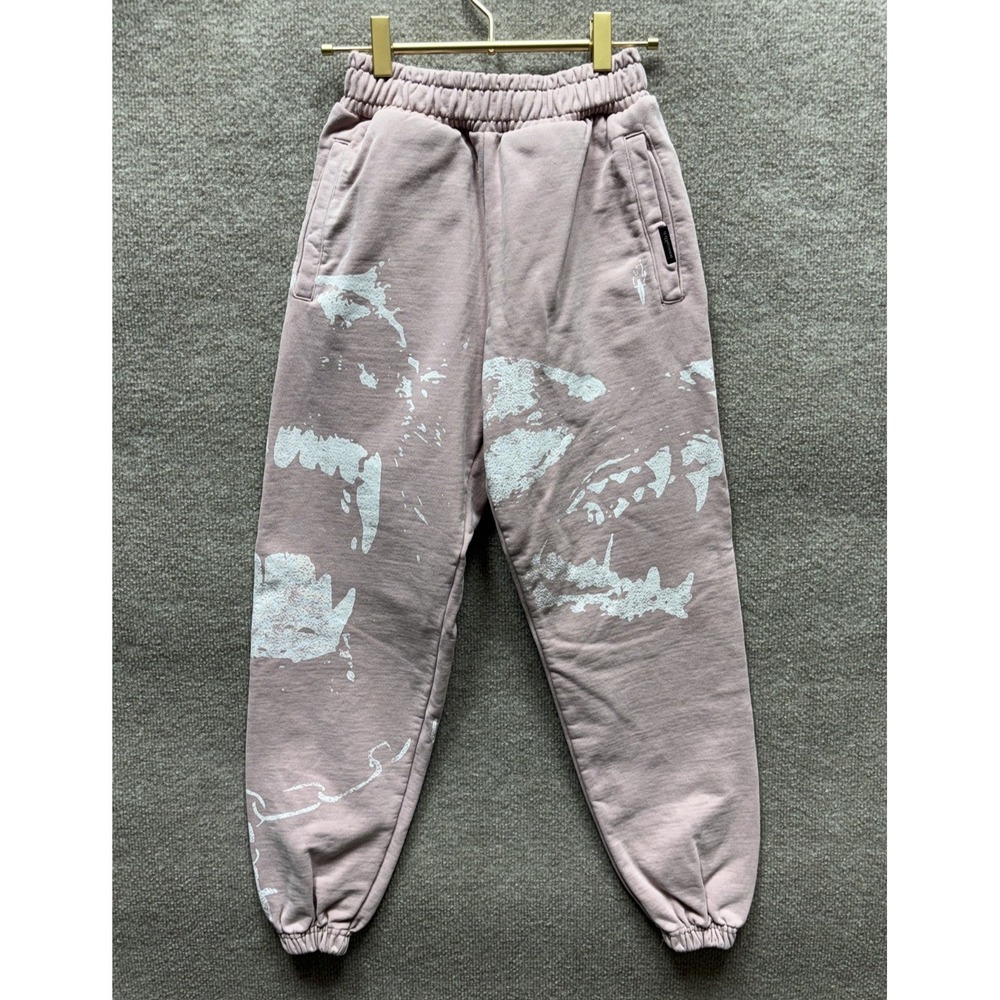 Ironwilled Sweatpants Womens XS Pink Fleece Elastic Waist Paint Spatter EUC